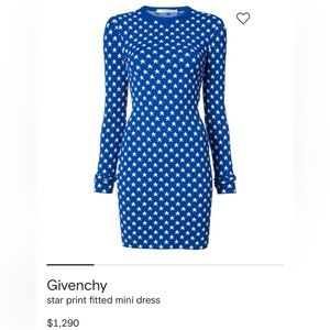 Givenchy Long Sleeve Blue Star Dress